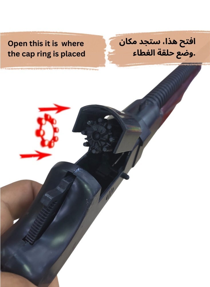 Premium Kids Toy Cap Gun Rifle with 8-Shot Plastic Disc Caps – Classic Long Barrel Toy Gun Set with 72 Shots for Pretend Play & Outdoor Fun - Image 4